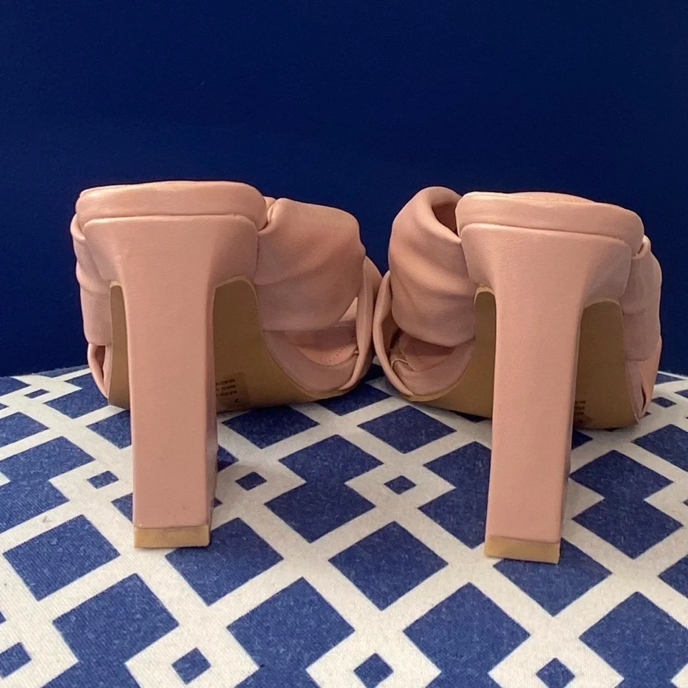 Pink square toe wrap knot thick heel mules by Cape Robbin - Picture 5 of 5